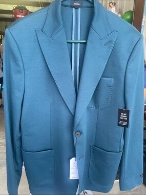 Express Teal Sport Coat - Single-Breasted Notch Lapel